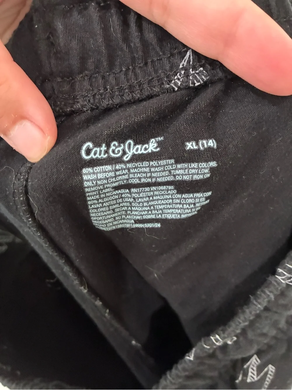 Cat & Jack Boys XL 14 Black White Lightning Bolt Knit Casual Pull On Shorts